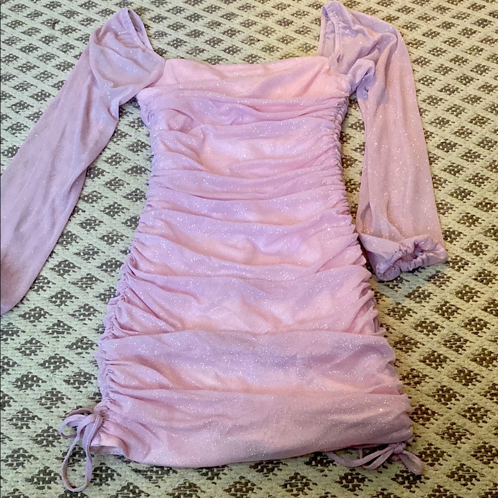 Sparkling Pink Ruched Dress